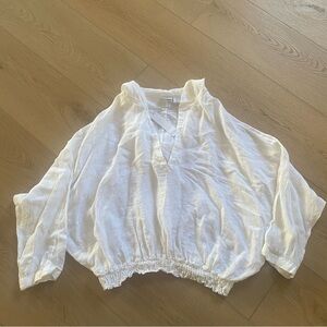 Antibes Blanc White Linen Beach Cover Up Top with Hood